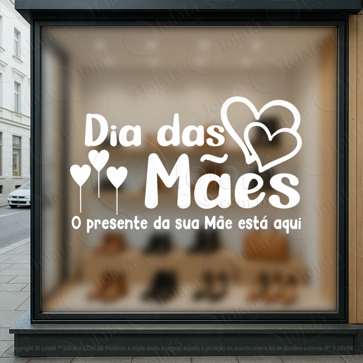 o presente da sua mãe está aqui adesivos para vitrine dia das mães mod:573