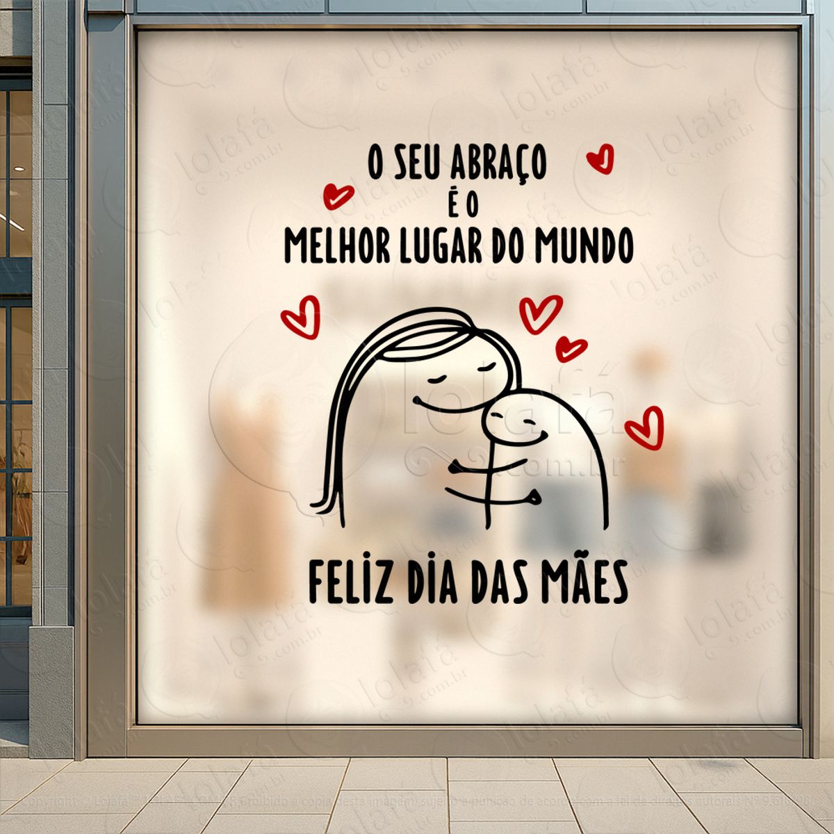 o seu abraço decoração loja adesivos para vitrine dia das mães mod:575