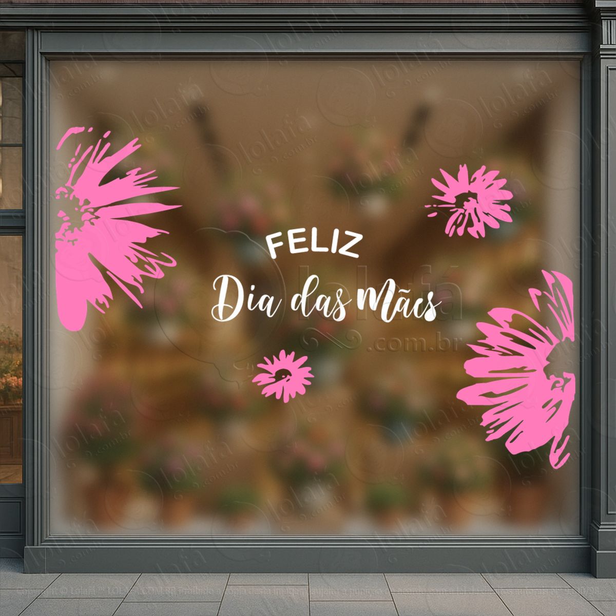 feliz dia das mães decoração floral adesivos para vitrine dia das mães mod:576