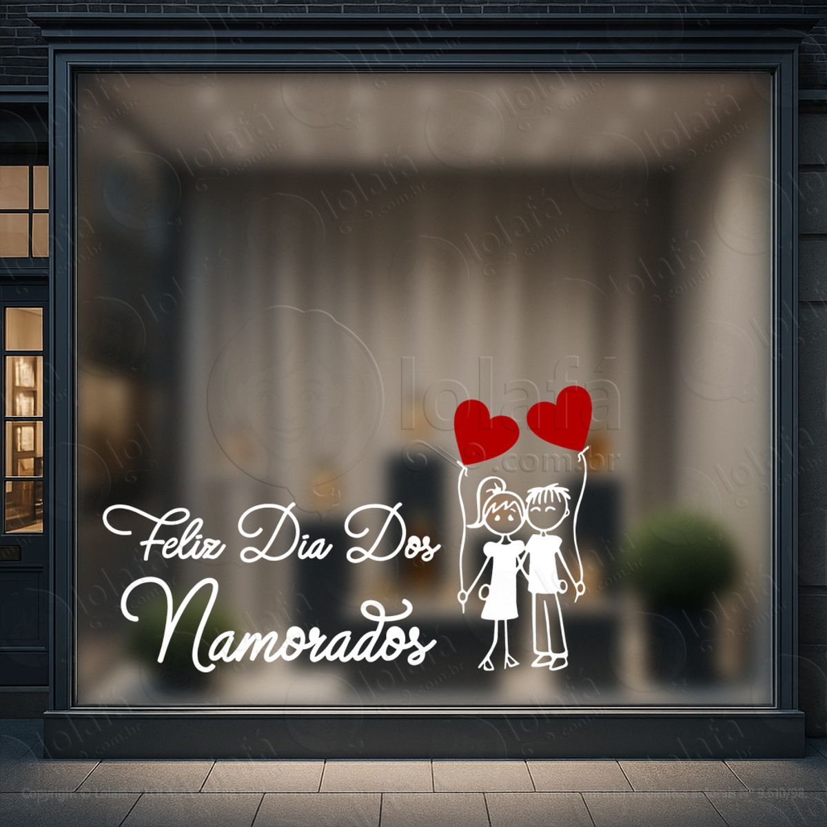 Feliz Dia Dos Namorados Decoração Loja Adesivos Para Vitrine Dia Dos Namorados Mod:596