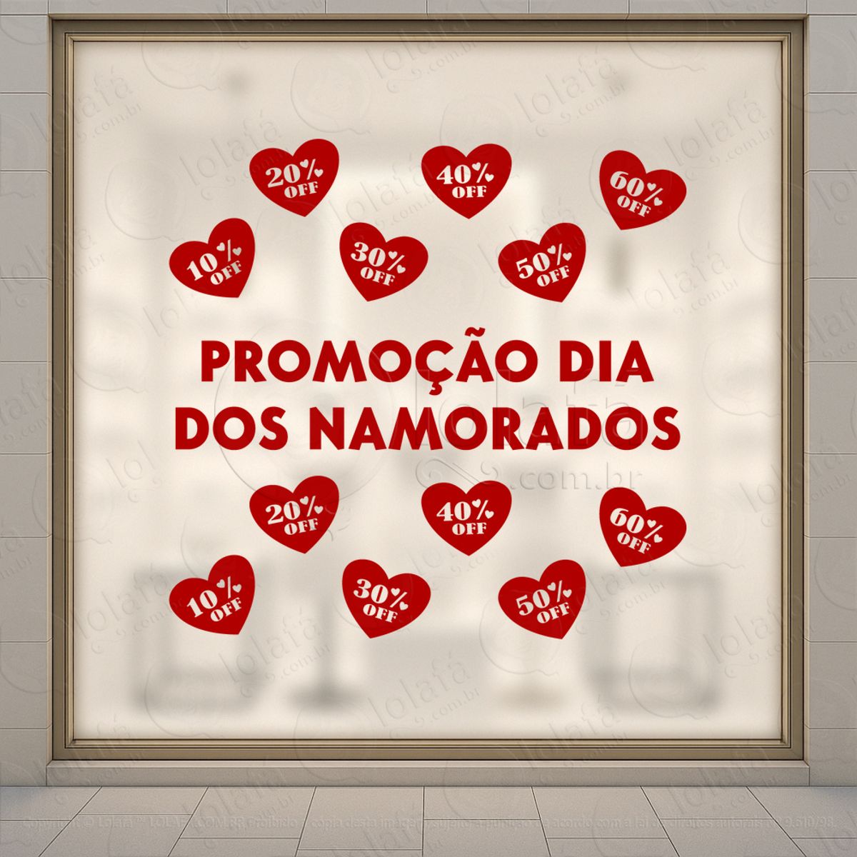 dia dos namorados promoção loja adesivos para vitrine dia dos namorados mod:599