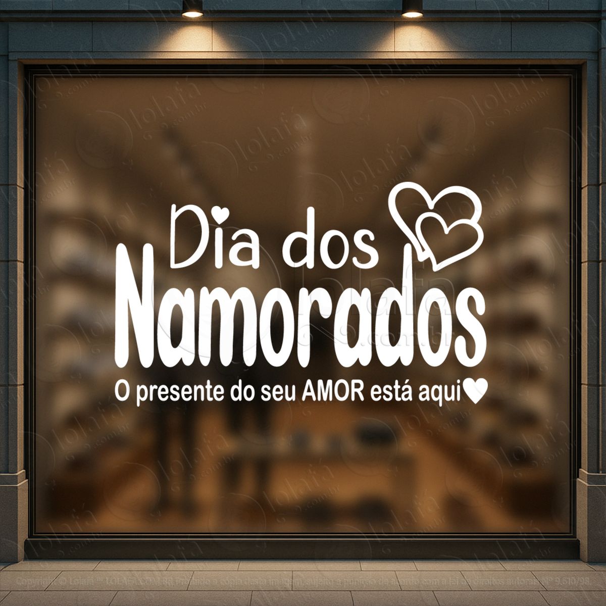 o presente do seu amor está aqui adesivos para vitrine dia dos namorados mod:621