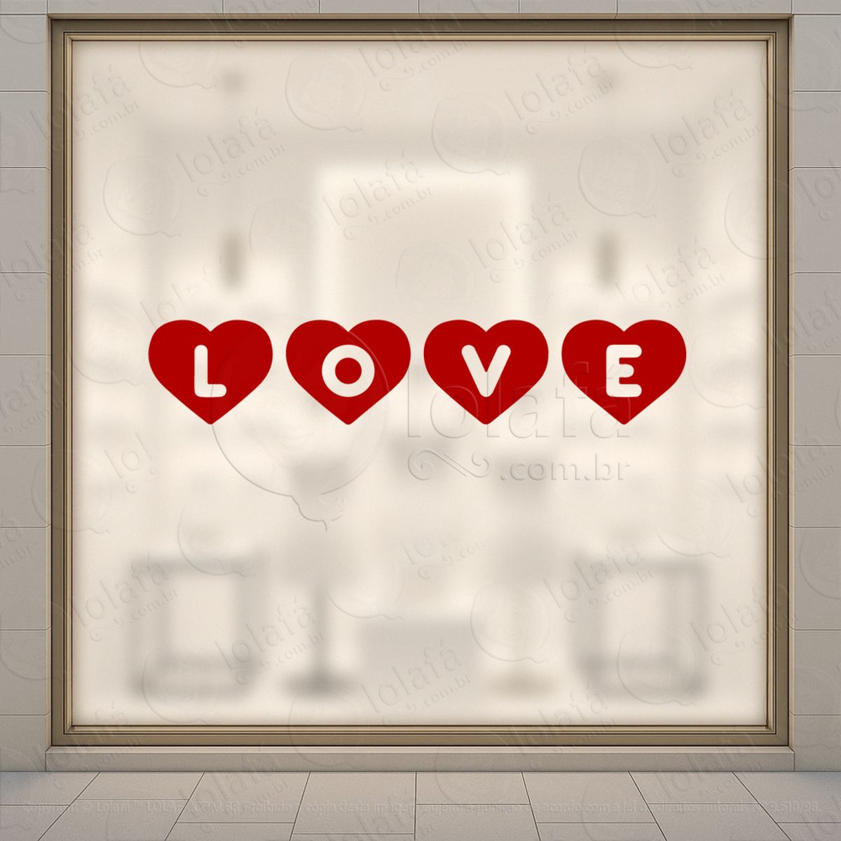 love corações decoração loja adesivos para vitrine dia dos namorados mod:629