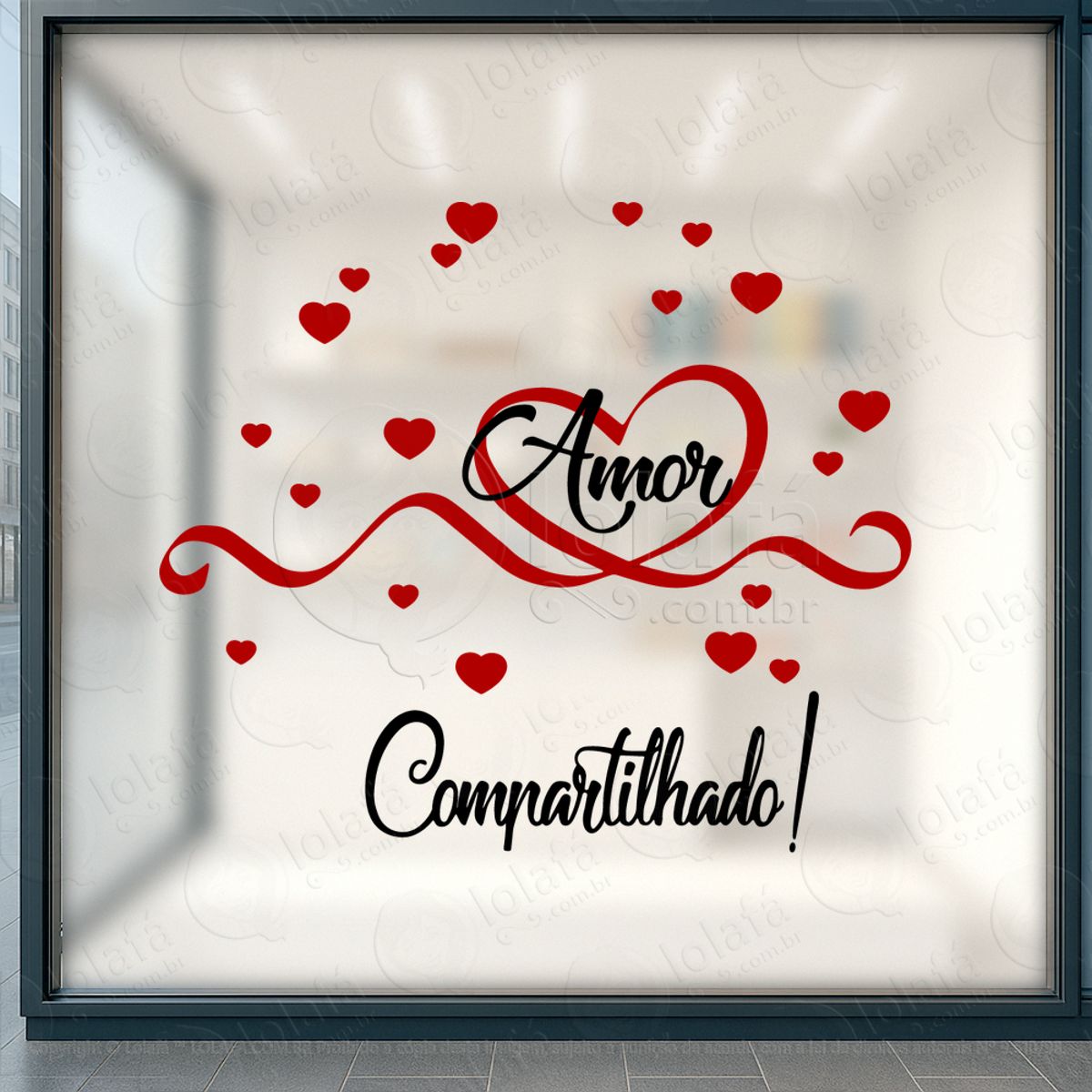 amor compartilhado decoração loja adesivos para vitrine dia dos namorados mod:631