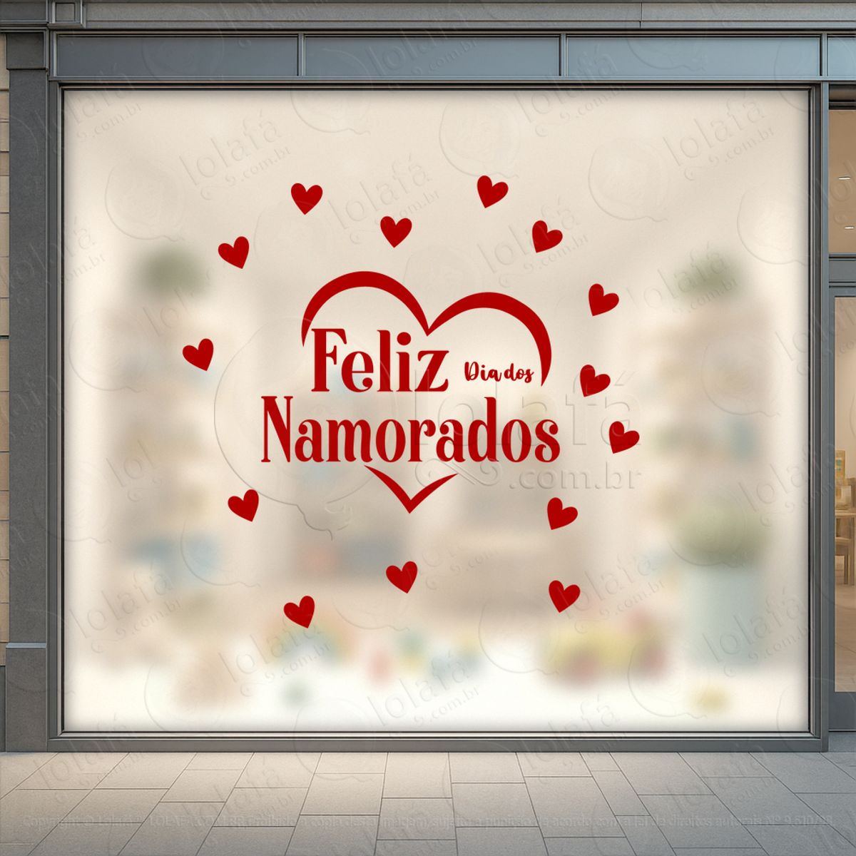 Feliz Dia Dos Namorados Decoração Loja Adesivos Para Vitrine Dia Dos Namorados Mod:636