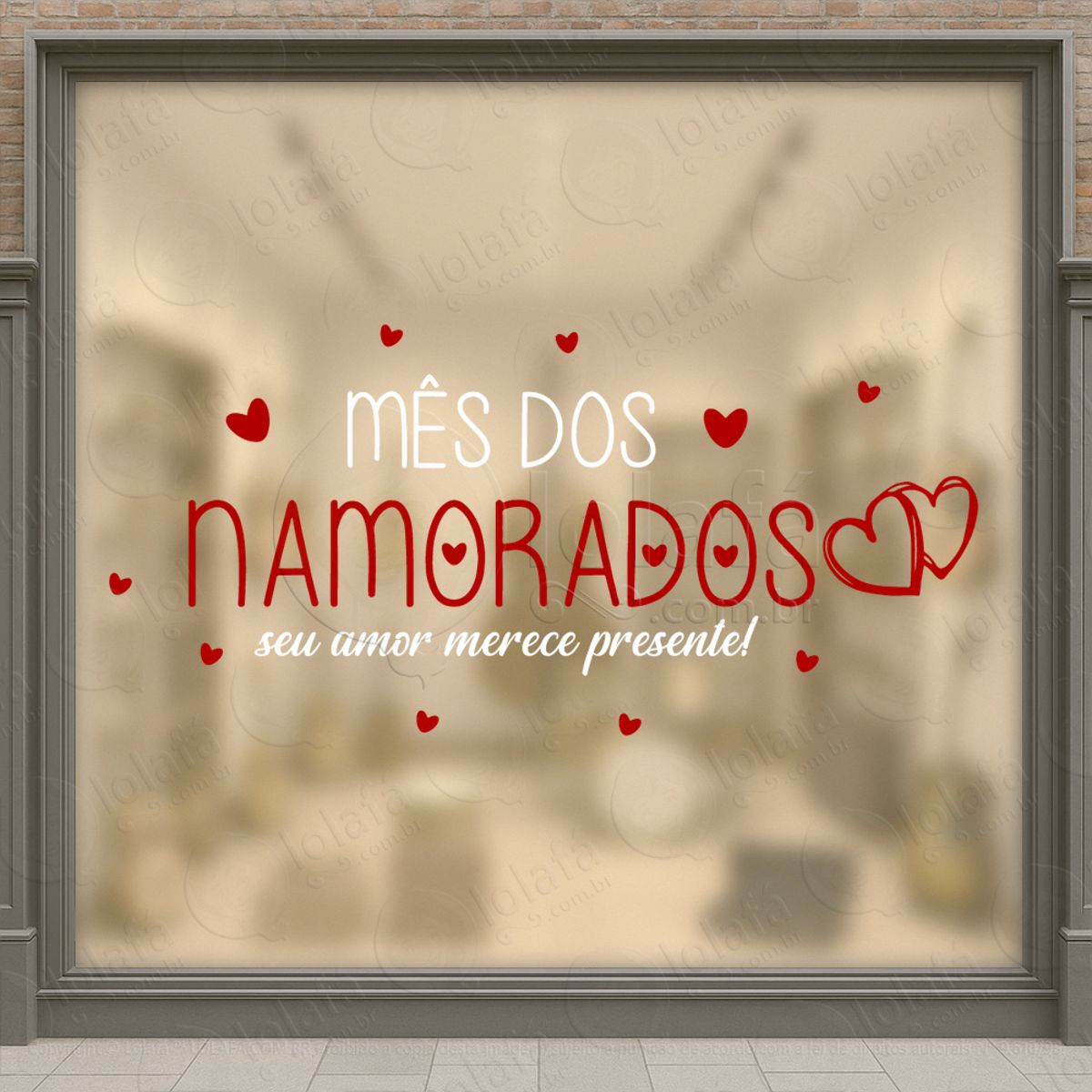 seu amor merece presente decoração loja adesivos para vitrine dia dos namorados mod:640