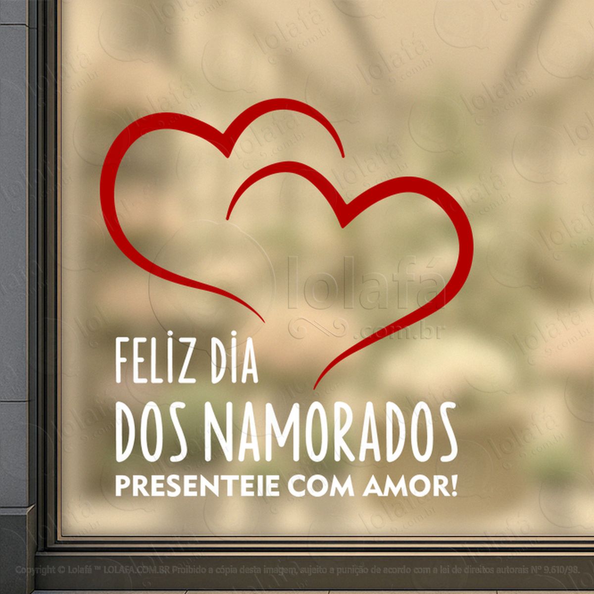 Presenteie Com Amor Decoração Loja Adesivos Para Vitrine Dia Dos Namorados Mod:643