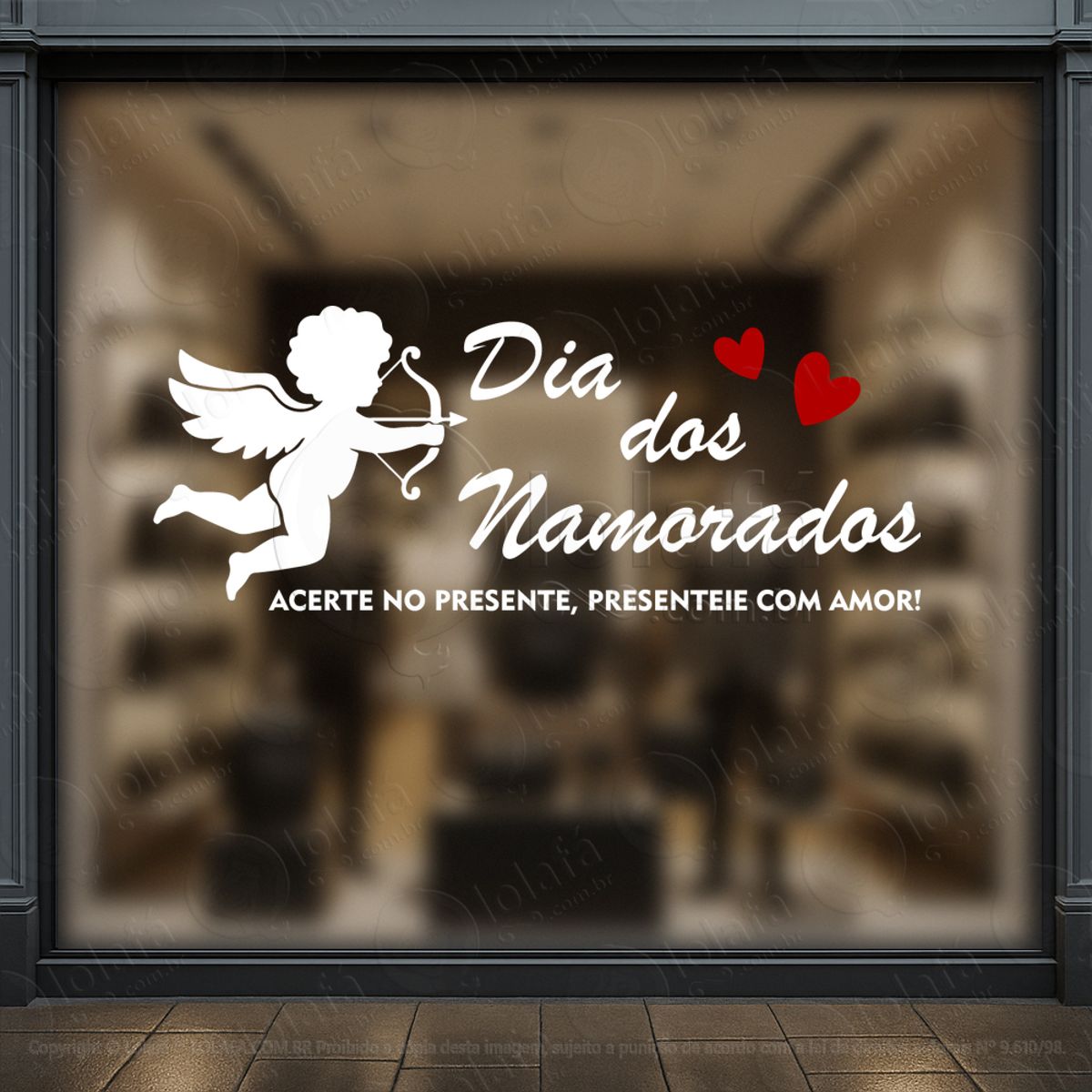 acerte no presente presenteie com amor adesivos para vitrine dia dos namorados mod:644