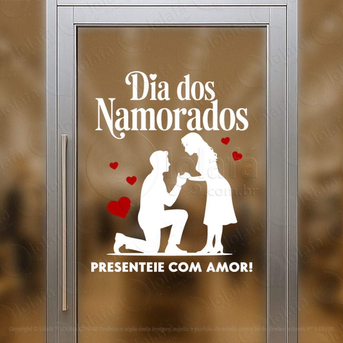 Presenteie Com Amor Decoração Loja Adesivos Para Vitrine Dia Dos Namorados Mod:647