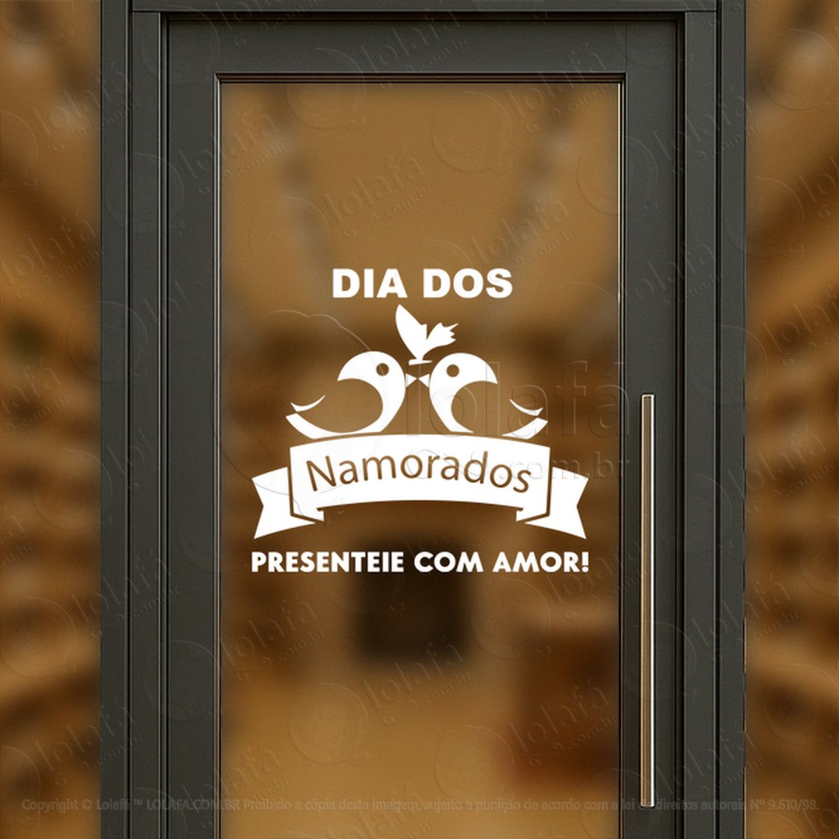 Presenteie Com Amor Decoração Loja Adesivos Para Vitrine Dia Dos Namorados Mod:659
