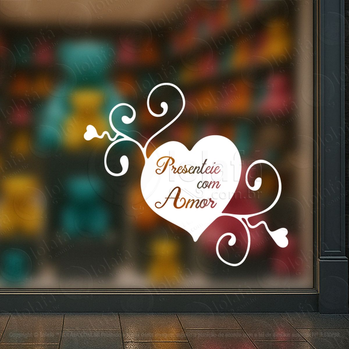 Presenteie Com Amor Loja Fachada Adesivos Para Vitrine Dia Dos Namorados Mod:667