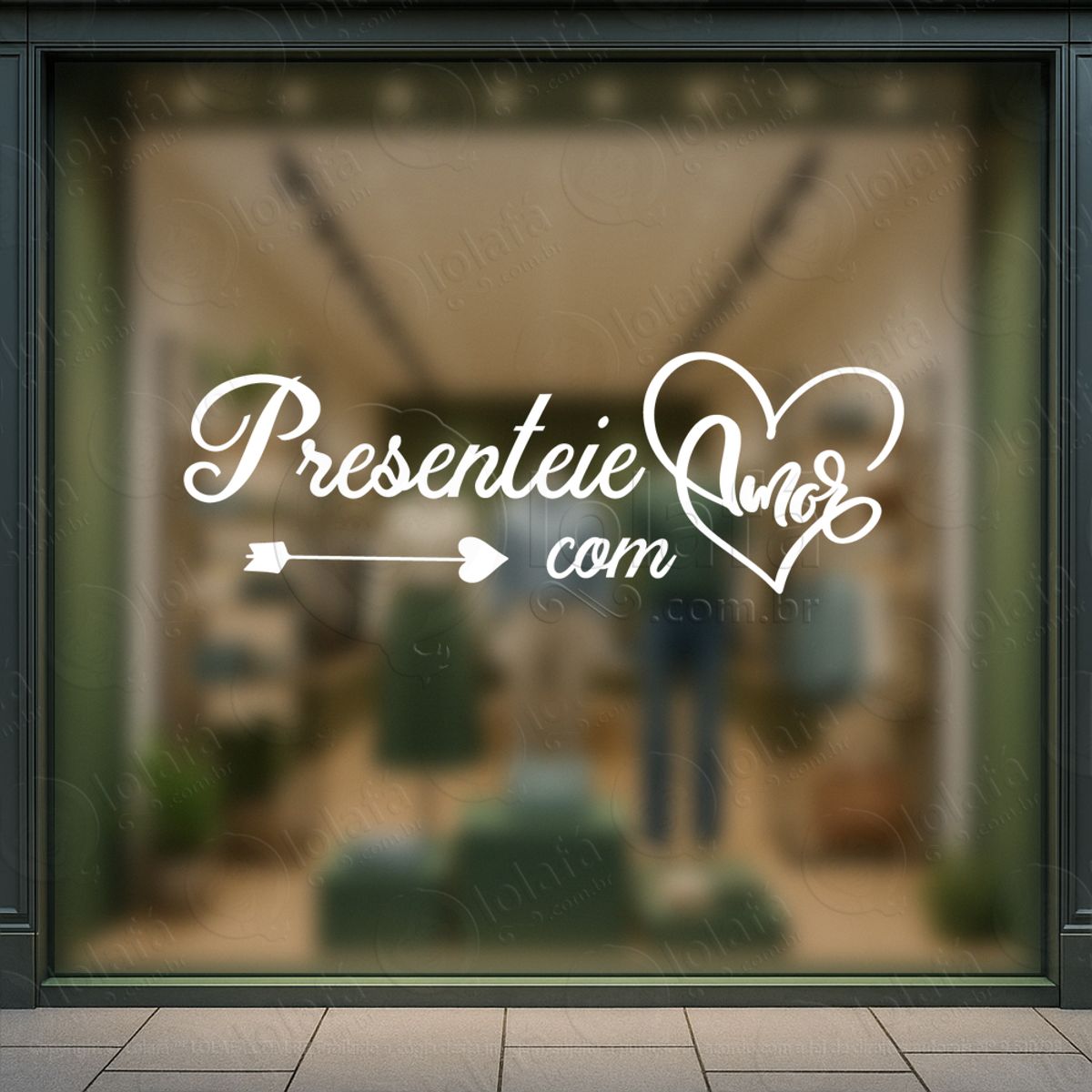 presenteie com amor loja fachada adesivos para vitrine dia dos namorados mod:672