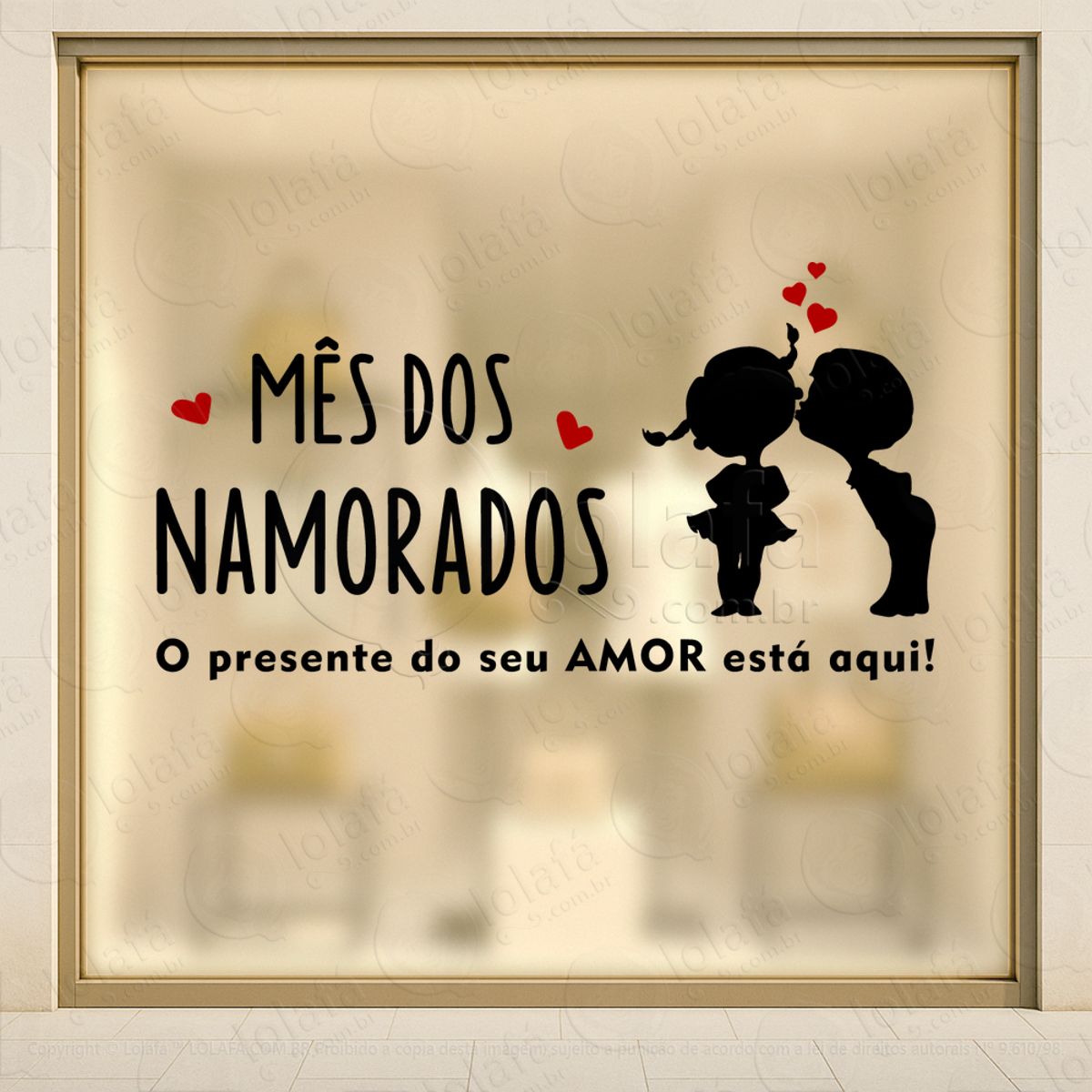 mês dos namorados presente amor loja adesivos para vitrine dia dos namorados mod:679