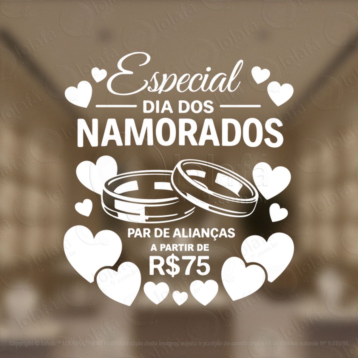 Alianças Dia Dos Namorados Decoração Loja Adesivos Para Vitrine Dia Dos Namorados Mod:729