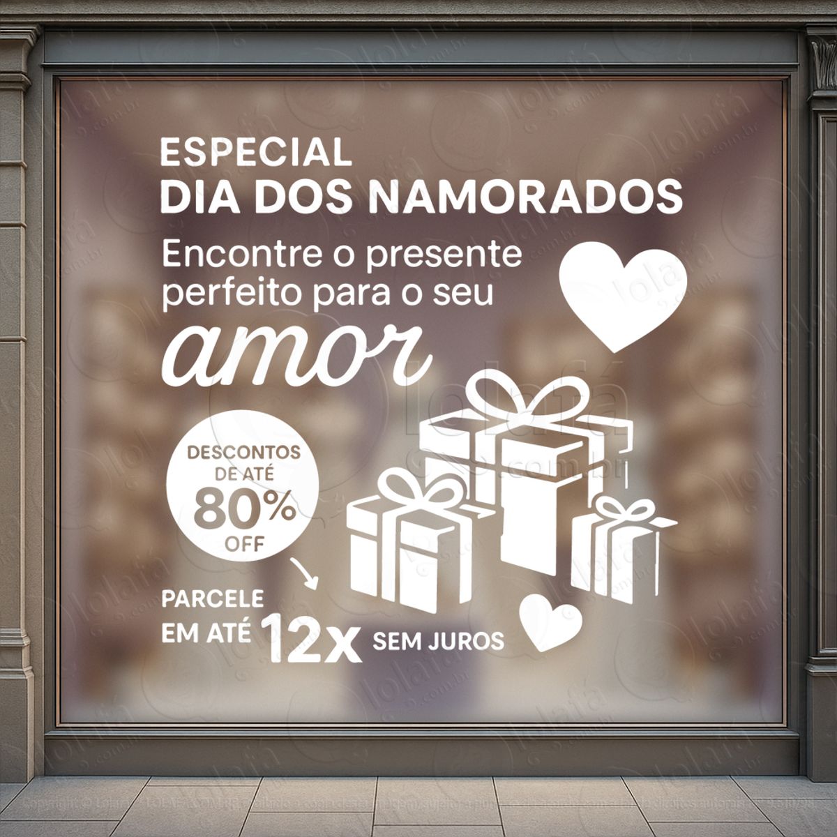 dia dos namorados decoração loja adesivos para vitrine dia dos namorados mod:731