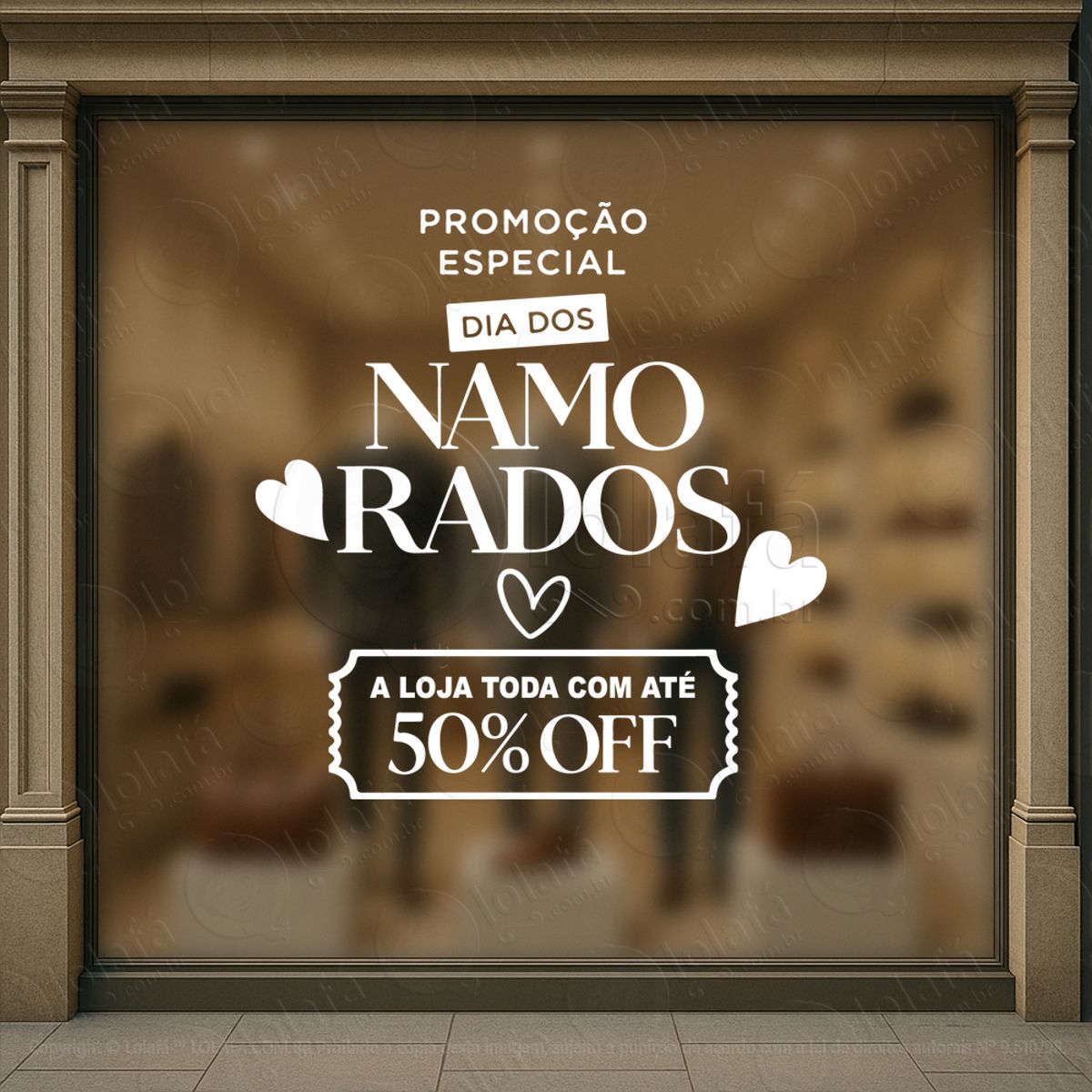 dia dos namorados decoração loja adesivos para vitrine dia dos namorados mod:735