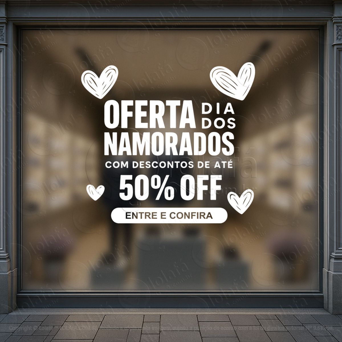 dia dos namorados decoração loja adesivos para vitrine dia dos namorados mod:737