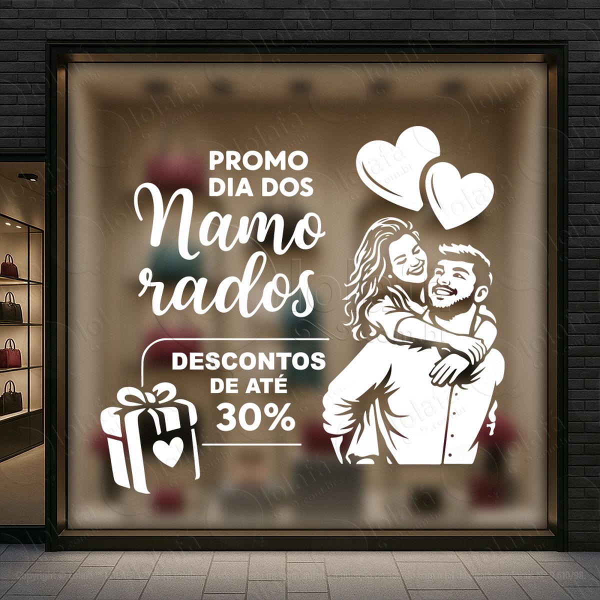 Promo Dia Dos Namorados Decoração Loja Adesivos Para Vitrine Dia Dos Namorados Mod:738