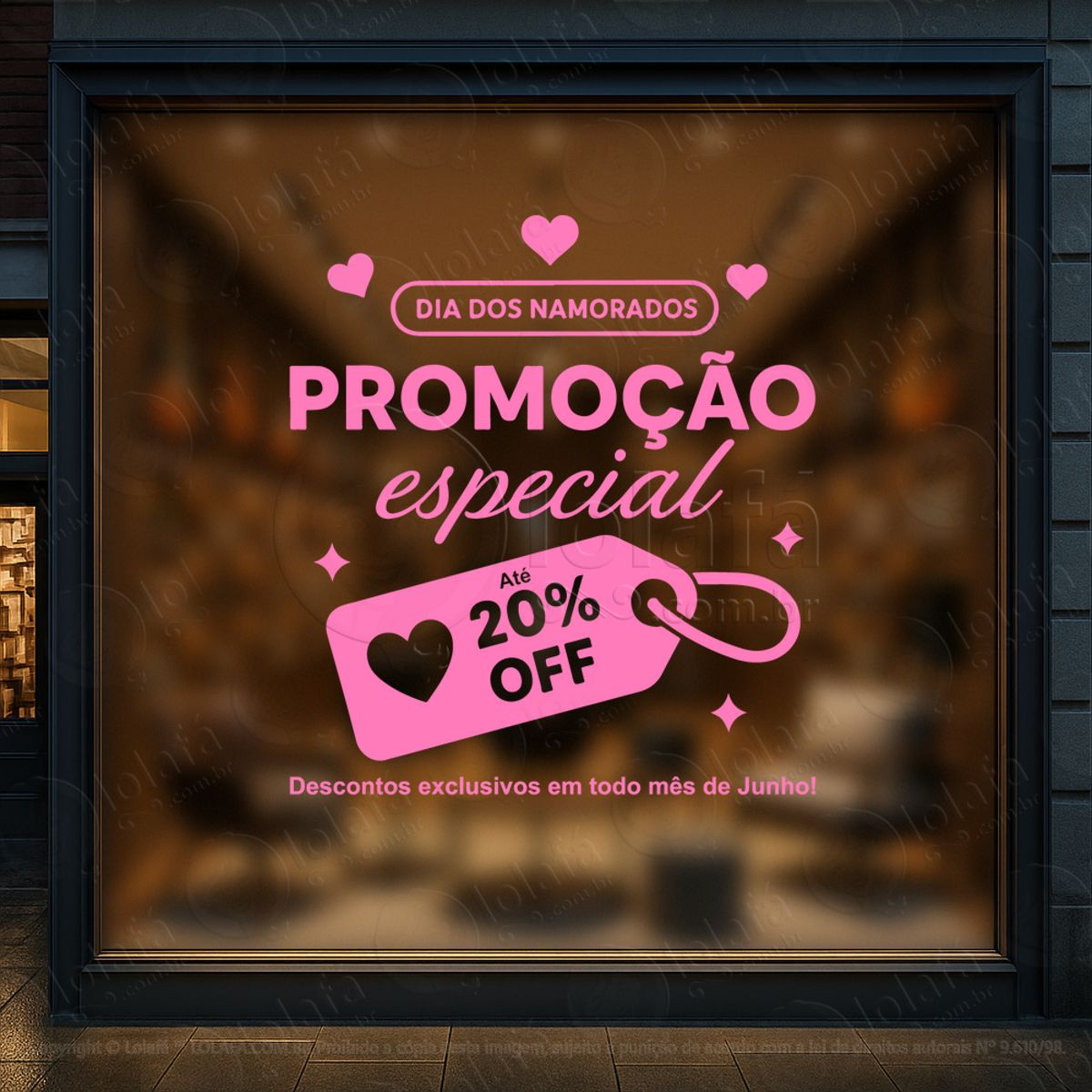 Dia Dos Namorados Decoração Loja Adesivos Para Vitrine Dia Dos Namorados Mod:743