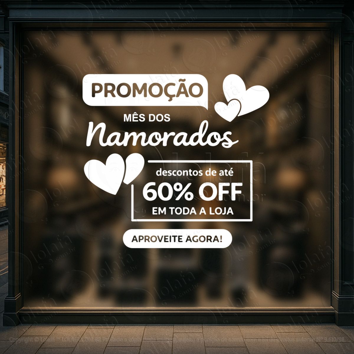 mês dos namorados decoração loja adesivos para vitrine dia dos namorados mod:752