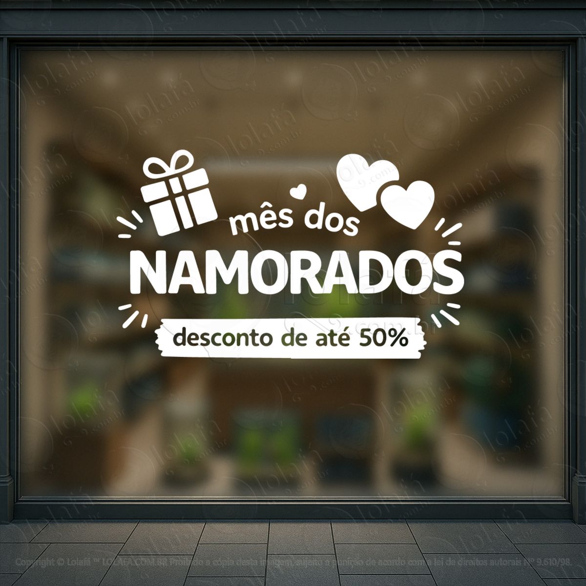 mês dos namorados decoração loja adesivos para vitrine dia dos namorados mod:754