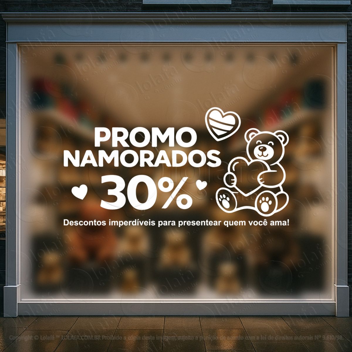 promo namorados decoração loja adesivos para vitrine dia dos namorados mod:756