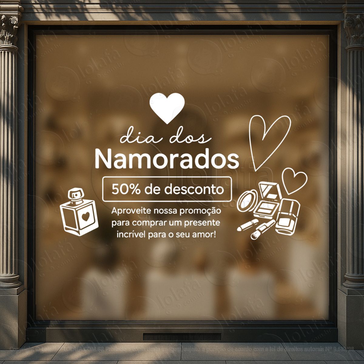 dia dos namorados decoração loja adesivos para vitrine dia dos namorados mod:757