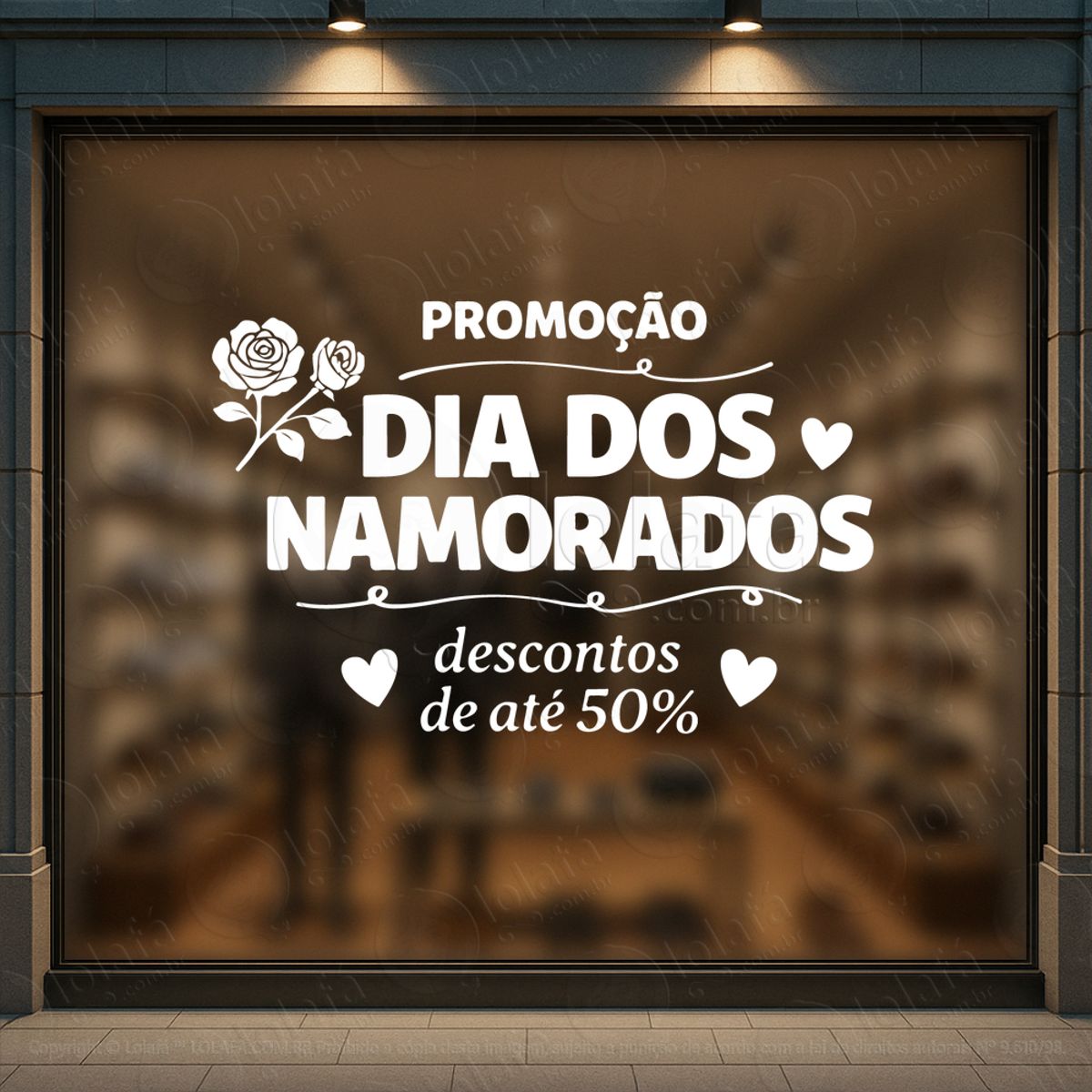 dia dos namorados decoração loja adesivos para vitrine dia dos namorados mod:758