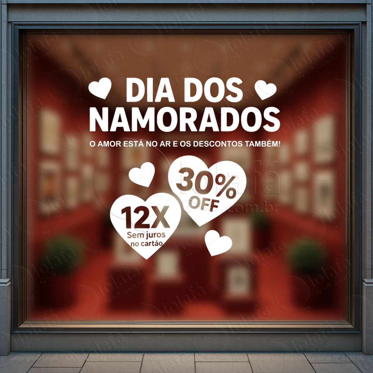 dia dos namorados decoração loja adesivos para vitrine dia dos namorados mod:772