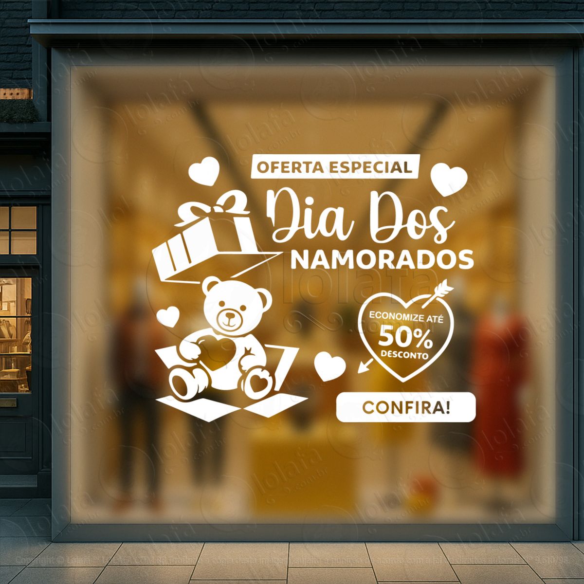 oferta dia dos namorados decoração loja adesivos para vitrine dia dos namorados mod:773