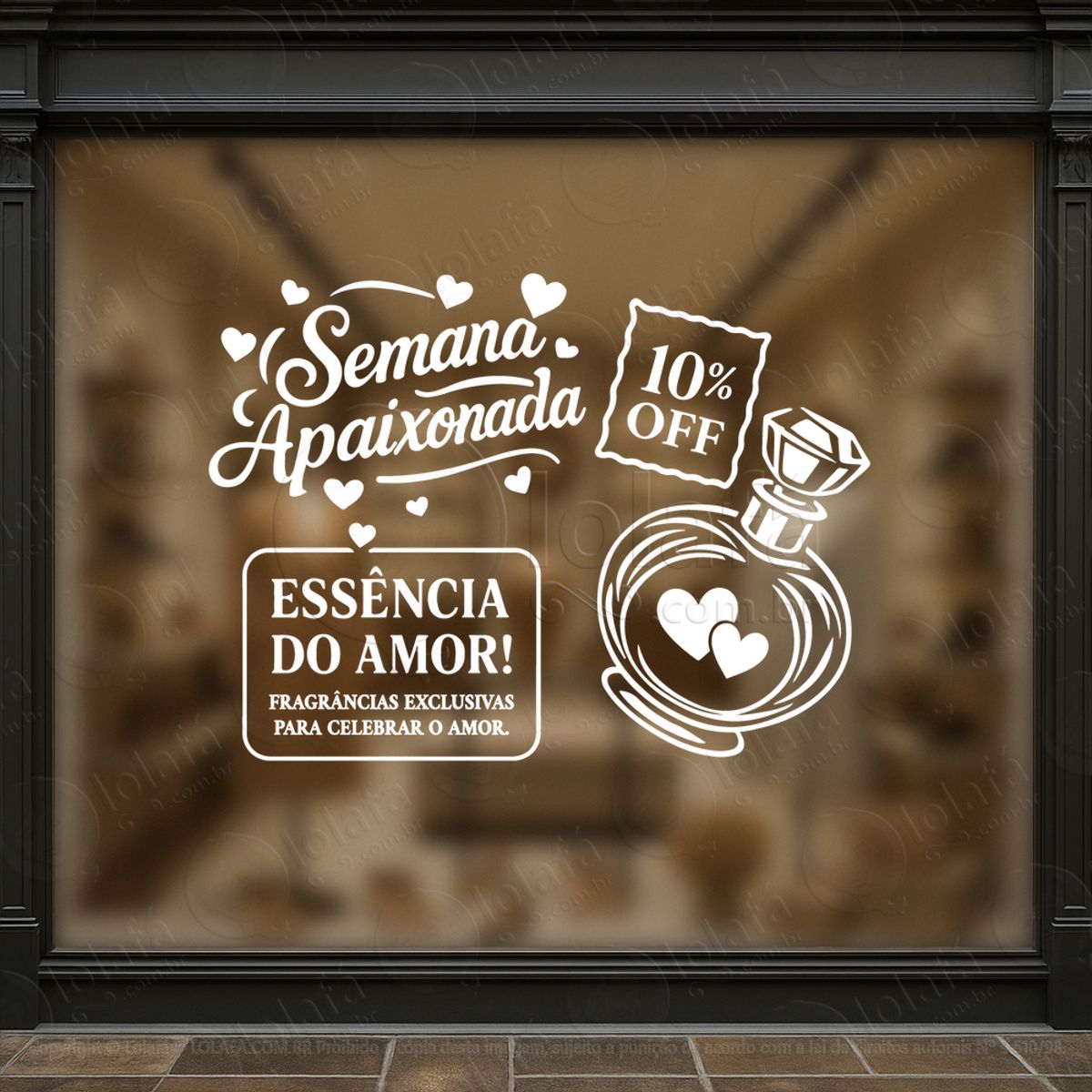 perfume mês dos namorados decoração loja adesivos para vitrine dia dos namorados mod:774