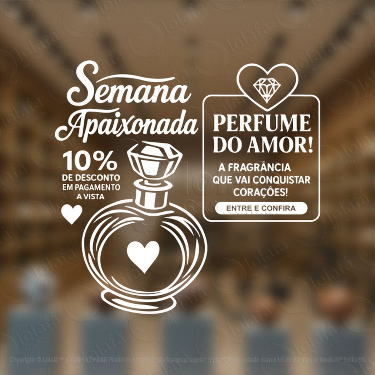 perfume mês dos namorados decoração loja adesivos para vitrine dia dos namorados mod:775