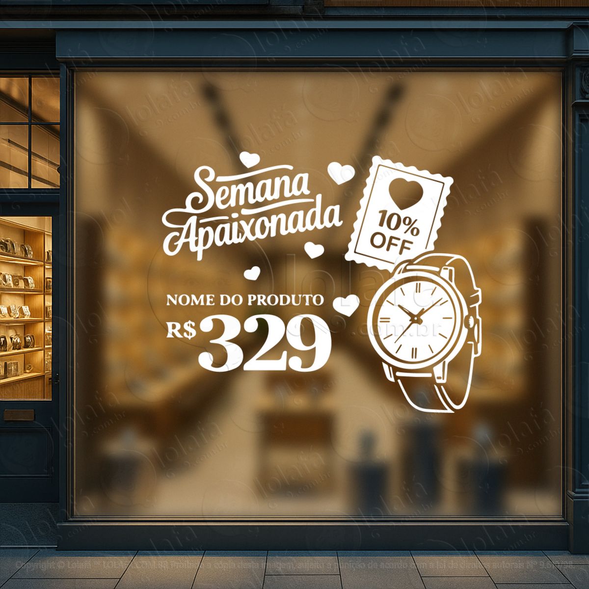 Promoção Relógio Relojoaria Decoração Loja Adesivos Para Vitrine Dia Dos Namorados Mod:785