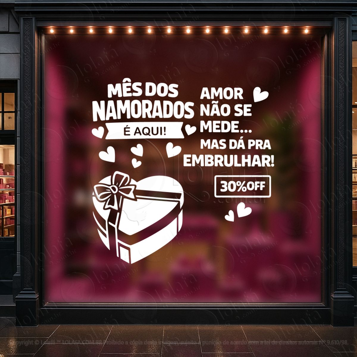 Promoção Mês Dos Namorados Decoração Loja Adesivos Para Vitrine Dia Dos Namorados Mod:788