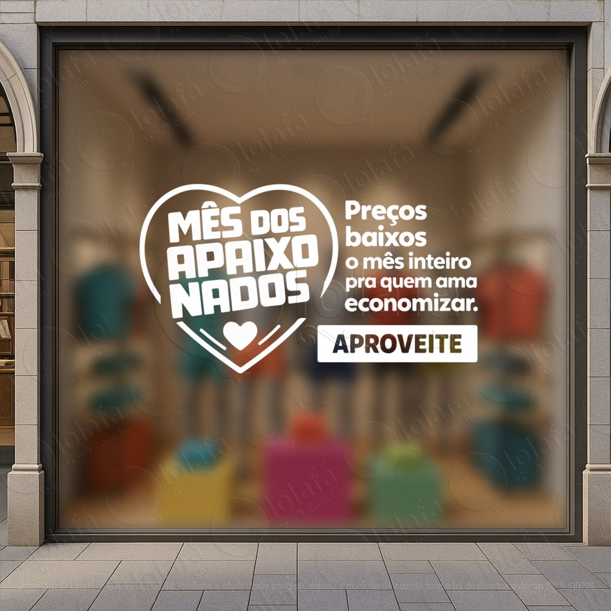 Mês Dos apaixonados Decoração Loja Adesivos Para Vitrine Dia Dos Namorados Mod:791