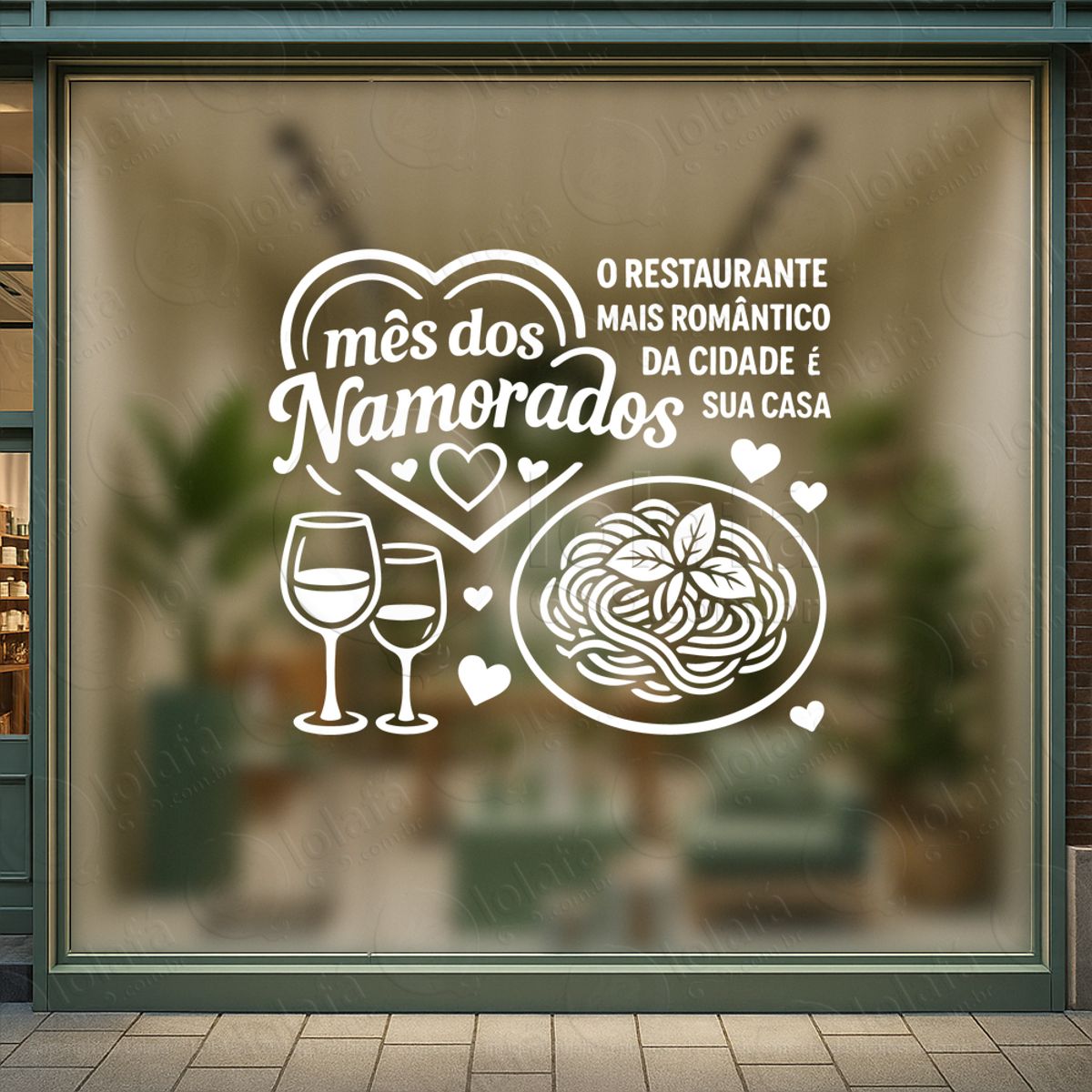 restaurante mês dos namorados decoração loja adesivos para vitrine dia dos namorados mod:797