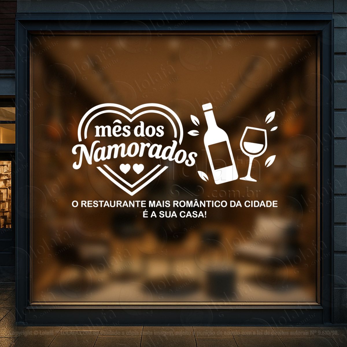 restaurante mês dos namorados decoração loja adesivos para vitrine dia dos namorados mod:798