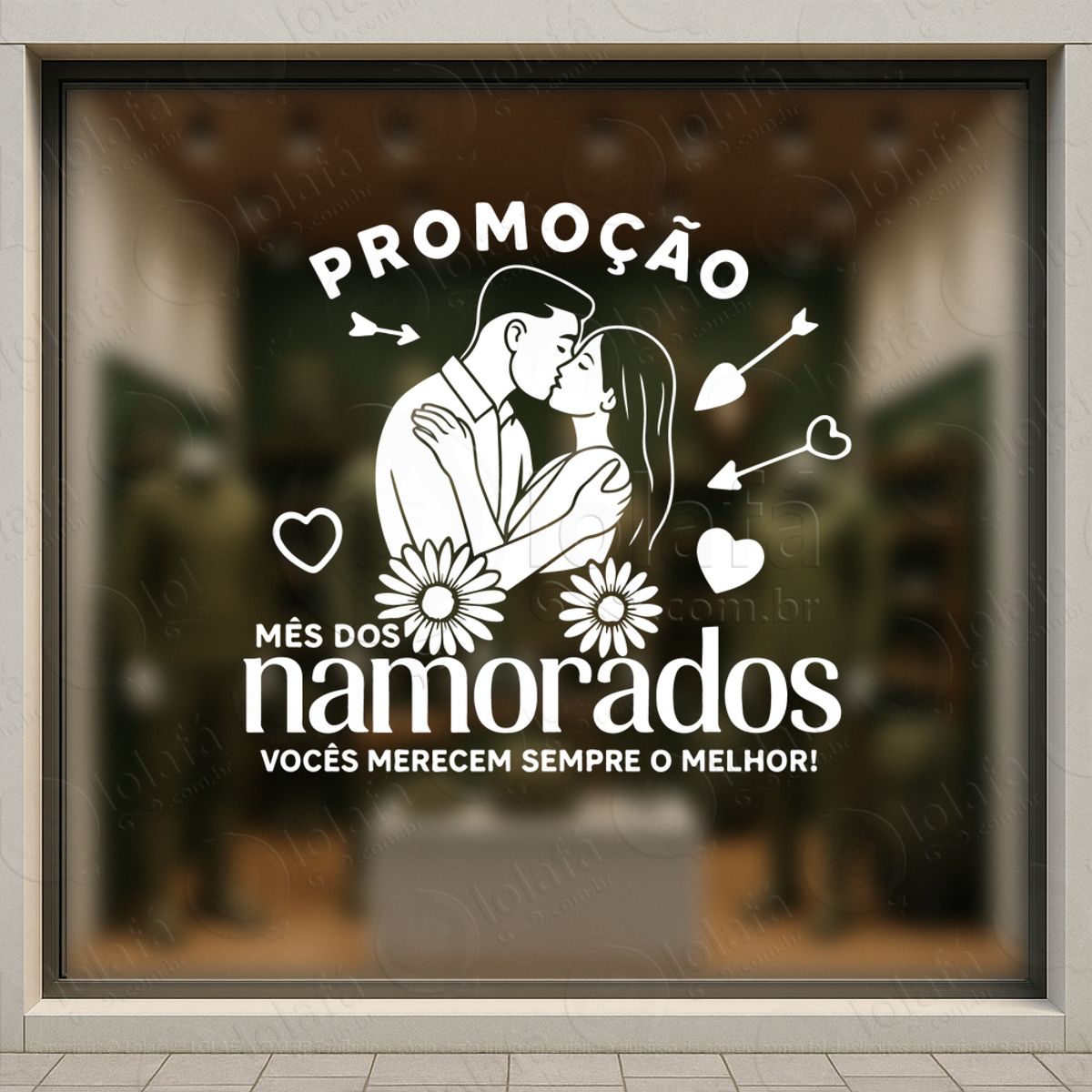 promoção mês dos namorados decoração loja adesivos para vitrine dia dos namorados mod:807