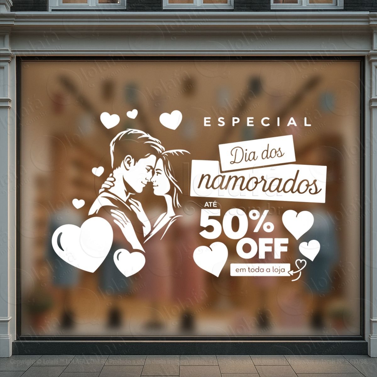 promoção dia dos namorados decoração loja adesivos para vitrine dia dos namorados mod:811