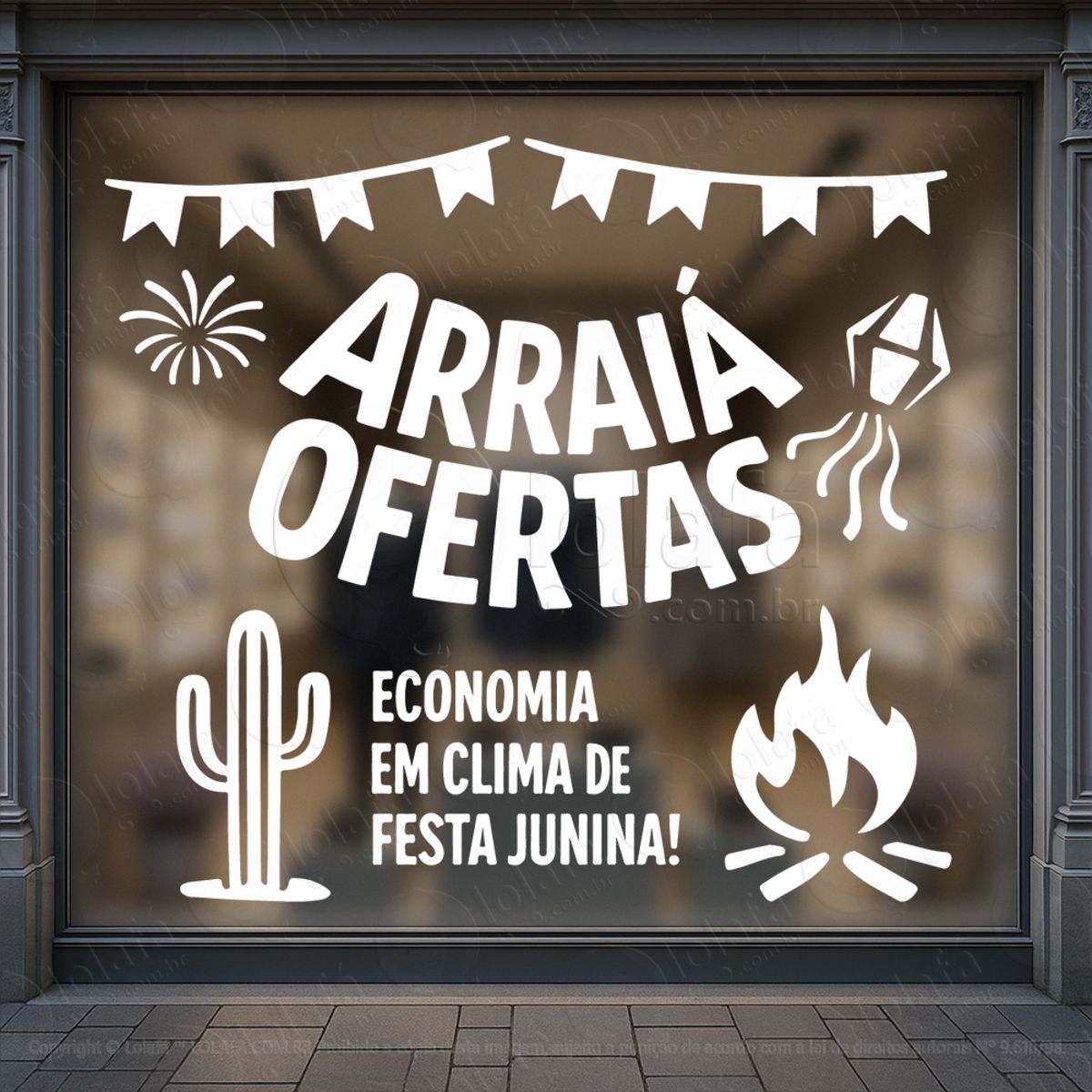 arraiá são joão de ofertas adesivos para vitrine festa junina mod:820