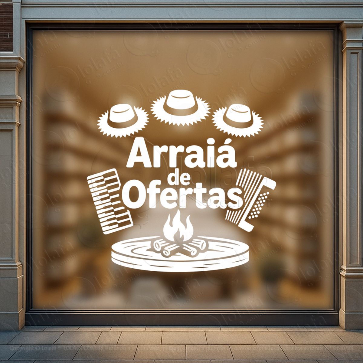 arraiá são joão de ofertas adesivos para vitrine festa junina mod:823
