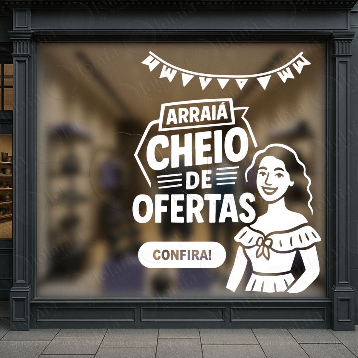 Arraiá São João de Ofertas Adesivos Para Vitrine Festa Junina Mod:827
