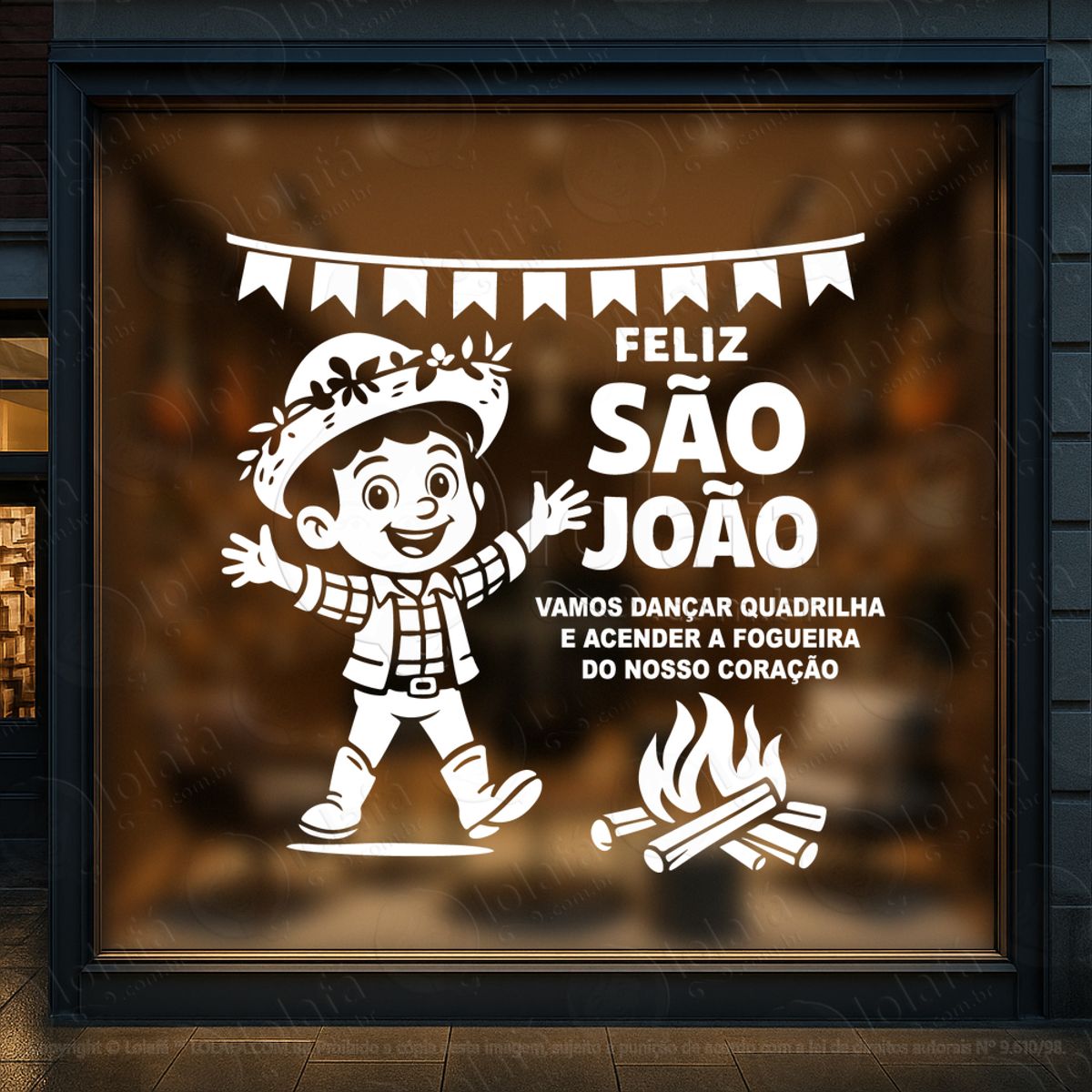 Arraiá São João de Ofertas Adesivos Para Vitrine Festa Junina Mod:828