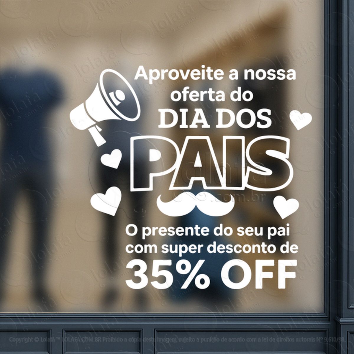 dia dos pais promoção decoração loja adesivos para vitrine dia dos pais mod:902