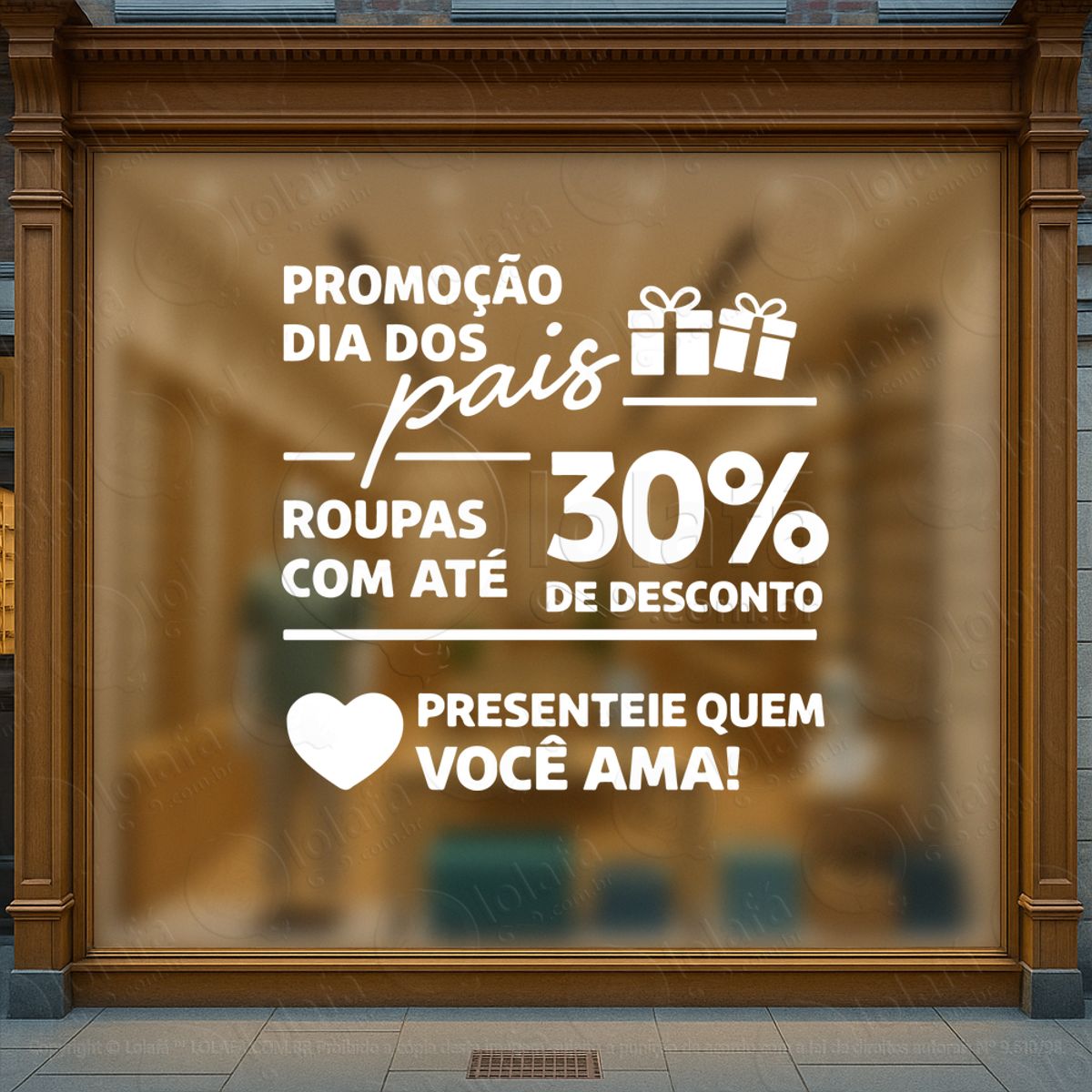 dia dos pais promoção decoração loja adesivos para vitrine dia dos pais mod:909