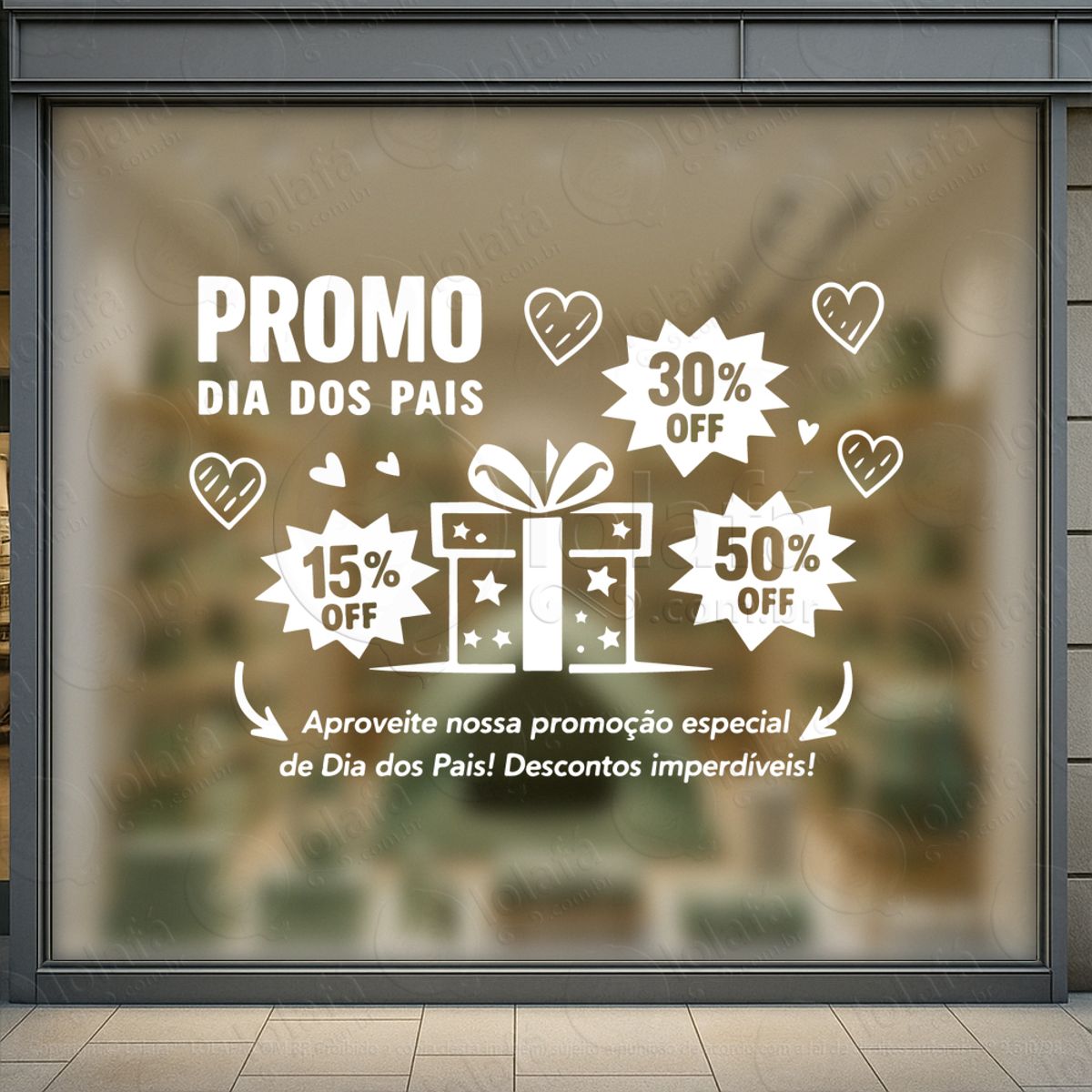 dia dos pais promoção decoração loja adesivos para vitrine dia dos pais mod:912