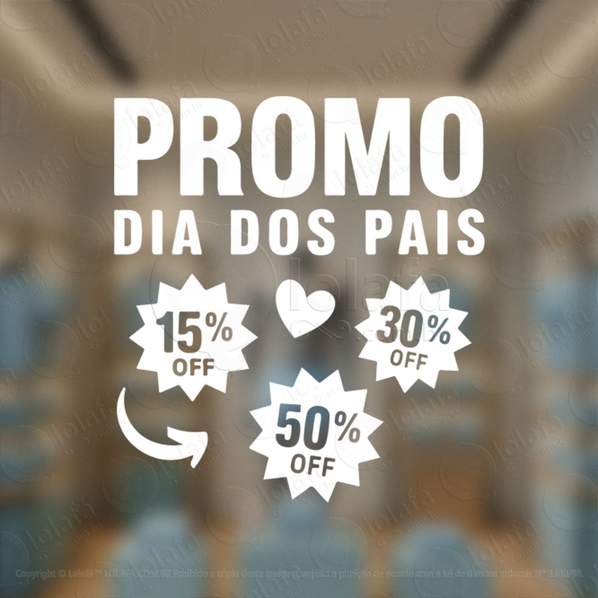 dia dos pais promoção decoração loja adesivos para vitrine dia dos pais mod:927