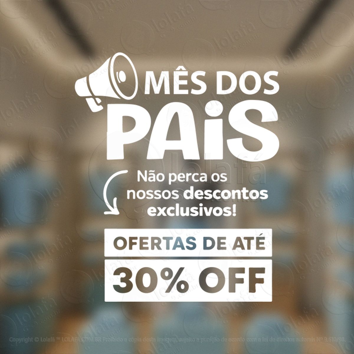 mês dos pais promoção decoração loja adesivos para vitrine dia dos pais mod:974