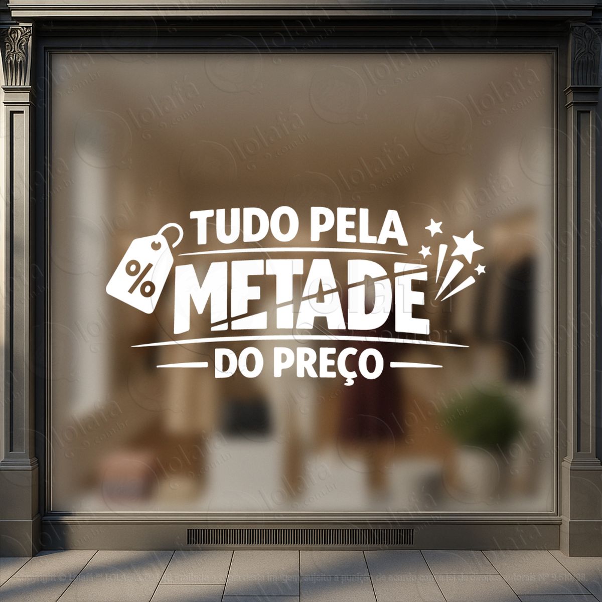 metade do preço promoção loja adesivos para vitrine mod:1004
