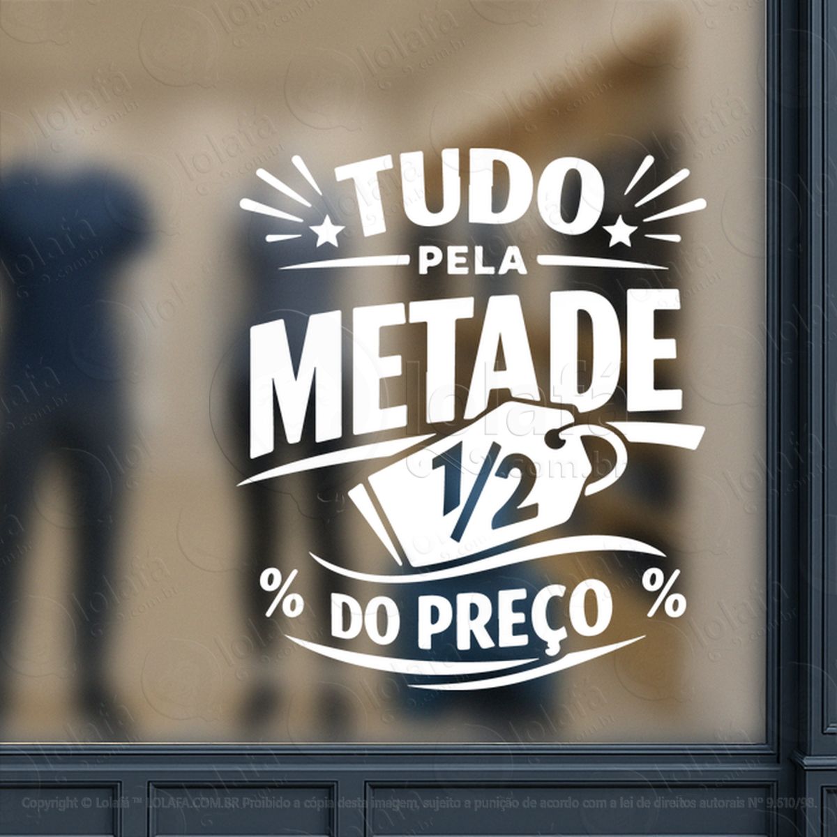 metade do preço promoção loja adesivos para vitrine mod:1005